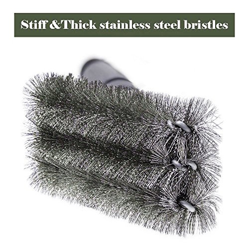 3 in 1 BBQ Grillbürste,PULNDA 18″ Grillbürste Barbecue Brush und Einen Reinigungsbürste Scraper Remover Reiniger – 360° Reinigung Edelstahl Bürstenborsten , Freien und Camping Grillbürste Barbecue Reiniger für Weber,Outdoorchef, Holzkohlegrill, Gasgrill(2 PCS) - 5