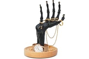 Suck UK | Uchwyt na pierścionek szkieletowy, gotycki organizer na biżuterię i gotyckie pudełko na biżuterię, stojak na biżuterię na Halloween lub naczynie na drobiazgi, gotycka dekoracja domu i