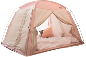 DDASUMI Signature 4-türiges Bettzelt für den Innenbereich, Sichtschutz-Spielzelt auf dem Bett für warmes und gemütliches Schlafzelt, bodenloses Zelt. Baumwollgefühl, S-PE-Stange, waschbare Zelte