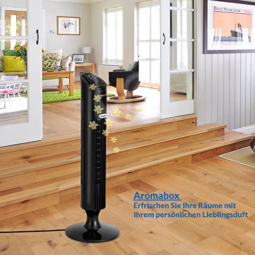 Monzana® Turmventilator 90° Rotation mit Fernbedienung 3 Stufen 84cm Timerfunktion schwarz – Säulenventilator Standventilator Luftkühler Ventilator - 2