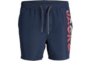 JACK & JONES PLUS Męskie spodenki kąpielowe JPSTFIJI JJSWIM SPLICELOGO LY SN PS, granatowe, rozmiar 46, granatowy blezer