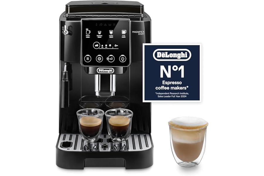 De'Longhi Magnifica ECAM222.20.B, Automatic Coffee Machine with Milk Nozzle, Bean to Cup Espresso Machine with 4 One-Touch Recipes, Soft-Touch Control Panel, 1450W, Black