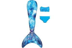 DNFUN Coda di Sirena con Bikini per Bambina,3pz, No Pinna,Costumi da Sirena Bambina