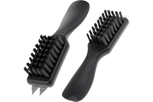 Yikko 2 cepillos de golf duraderos para zapatos de golf, removedor de barro de suciedad, cerdas de limpieza de nailon con mango de cuerno y llave de espiga