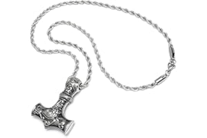 Schmuck-Checker Edelstahl Anhänger Hammer Mjölnir Gott Thor silber massiv hochwertig + 60cm Kordelkette