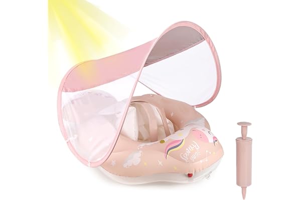 ANSTEN Bouee Bebe, Bouée Bébé Enfant 3-72 Mois Bouee Bebe 1 an 6 Mois Bouee Siege Bebe Piscine Float Rose avec Auvent