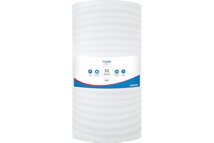 UK SUPPLIES LIMITED 300MM/500MM (10M 20M 50M) Protective Foam Wrap Roll Soft Moisture-Resistant Packing Foam for Moving & Storage Cushioning for Fragile Items & Delicate Surfaces, 300MM x 50M