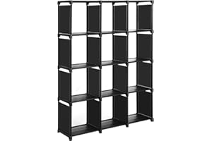 SONGMICS Étagère de Rangement à 12 Compartiments, Meuble de Rangement Ouvert, Bibliothèque, Organiseur pour Salon, Noir LSN12BK