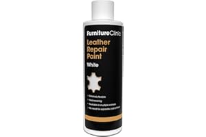 Furniture Clinic Pintura y tinte reparador de cuero, colorante autosellante, adecuado para sofás, coches, zapatos (250ml, Blanco)