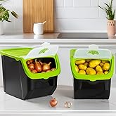 Porsima 1506 Yeşil 2'li &Ccedil;ok Ama&ccedil;lı Plastik Patates Soğan Sarımsak Oyuncak Erzak Saklama Kutusu 12 L