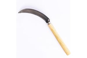 Ljxquisite Garden Hand Weeding Tool, Curved Grass Hoe with Stainless Steel Blade, Wooden Handle