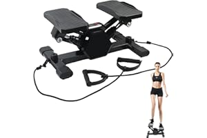 YedZen Steppers for Exercise, Pink/Black/Black-Yellow Stair Stepper with Resistance Band ＆ LCD Monitor with 330lbs Weight Capacity, Portable Home Workout Hydraulic Stepper Machine Equipment
