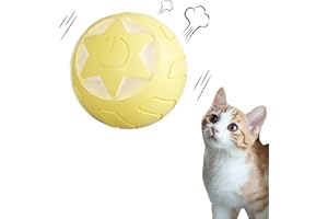 Peticularz Jouet Balle per Chat, Jouet Automatique interactif powerball pour Chats & Chien, Jeux Power Ball Divertisement & Stimulation, Jouet pour Chaton (Jaune avec Motif d'étoiles)