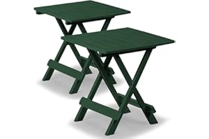 Deuba 2X Mesas de Jardín Plegables Adige 45x43x50cm Verde Mesita Auxiliar de Plástico Mesas Balcón Camping