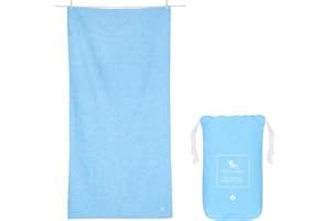 Dock & Bay Toalla de Playa - Secado Rápido, Sin Arena - Compacto, Ligero - Materiales 100% Reciclados - Incluye Funda - Essential - Lagoon Blue, Extra Large (200x90cm, 78x35)