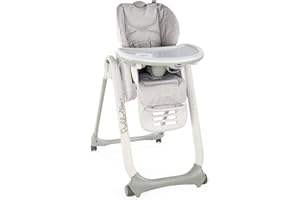 Chicco Polly 2 Start Chaise Haute pour Bébé de la Naissance à 3 ans (15 kg), Réglable, 4 Roues, Dossier Entièrement Inclinable en Transat et Fermeture Compacte - happy silver