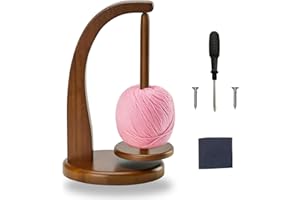 ARCPNRT Svolgitore di Lana, Asta Rotante per Filati in Legno, Supporto per Filo per Lavorare a Maglia e All'uncinetto, Portabobina Magnetico in Lana, con Accessori di Montaggio, per Uncinetto(Colore Retrò)