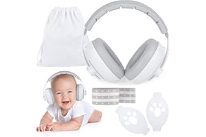 PLLYPE Ochrona słuchu dla niemowląt, 2 w 1, ochrona przed hałasem, regulowane nauszniki dla niemowląt, noworodków, nauszniki dla dzieci, nauszniki kapsułowe dla dzieci w wieku od 3 do 48 miesięcy,