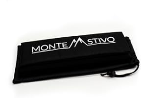 Monte Stivo Expedition | Esterilla para Asiento para Exteriores de 30 x 40 cm, Superficie para Que se sienten Adultos y niños, se Puede Doblar Cuatro Veces, Apto para excursiones, Negro