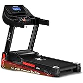 Lifelong FitPro Motorized Treadmill for Home (4HP Peak) | 3-Level Manual Incline | Rubberies Shock Absorption | Foldable Hydraulic | 12 Preset Workout