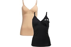 Herzmutter Camiseta Lactancia - Algodón - Top de Lactancia Materna - Ropa Mujeres Lactantes - Bustier Integrado - Set de 1 y 2-5400