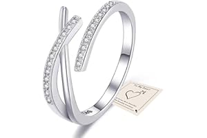 Sfoni Sterling Silver Anxiety Rings for Women Men, Adjustable Fidget Rings for Anxiety Stress Relief Beads Spinner Rings Retro Band Rings with Cubic Zirconia, with Gift Card & Box