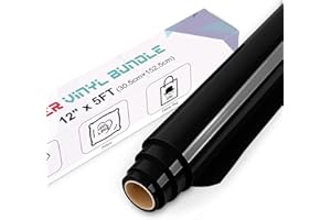 IModeur Black Heat Transfer Vinyl — 30.5 x 152.5 cm(12'' x 5 Ft) Iron on Vinyl for Fabric, PET Backing Black Vinyl for T-Shirts, Clothes, Hats, Bags and Other Textiles, HTV Vinyl Roll Easy to Weed