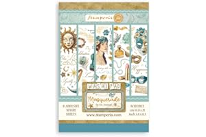 Stamperia - Washi Pad for Scrapbooking, Albums, Card Making, Bullet Journalling and More, Translucent and Easy to Cut, Acid Free, Perfect for Hobbies, Crafts, and Gifting (Masquerade) (A5) (8 Sheets)