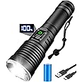 Maxesla Torches LED Super Bright Rechargeable 15000 lumens with LCD Power Display, LED Rechargeable(5000mAh Battery) Torch, Adjustable Focus 5 Light Modes Powerful Torch for Dog Walking Camping