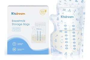 Kisdream 100 Stück Muttermilchbeutel, 240ML Muttermilch Aufbewahrung, Beutel für Milch Aufbewahrung, Vorsterilisiert, Selbstständig, Auslaufsicher, Verdicktem Design, BPA Frei (Large)