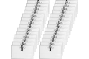 DNDGDLUA Lot de 100 badges nominatifs, 90 x 56 mm, en plastique transparent, pour vêtements, clip, cartes de visite, porte-nom, avec clip pour bureau, école, voyage