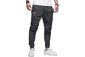 Meilicloth Joggers for Men Casual Mens Work Trousers Cotton Cargo Jogging Tracksuit Bottoms Drawstring Outdoor Sweatpants