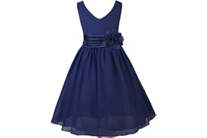 CHICTRY Big Kids Girl's V Neck Bow Sash Wedding Bridesmaid Dance Prom Ball Gown Flower Dress
