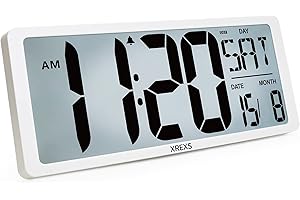 XREXS Extra Large Digital Wall Clock with Backlight, 18 Inch Wall Digital Clock with Day/Calendar/Temperature, Count Up & Down Timer, Clocks for Living Room, Office (Batteries Included)