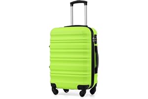 COOLIFE Valigia rigida trolley trolley valigia da viaggio con serratura TSA e 4 ruote, bianco/marrone, Handgepäck, Trolley (Verde, 56cm)