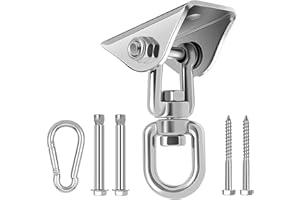 GothicBride Deckenhaken Hängesessel Schaukel Aufhängung, Hängematte Befestigung Schaukel Aufhängung,Haken mit Schraube für Beton Holz Sets Spielplatz Veranda Sitz Trapeze Yoga (1 Stück 360°)