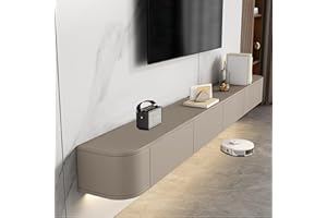 Aipunlus Mueble TV Flotante Negro, Mueble TV Suspendido para Pared, Consola Entretenimiento Moderna, Armario Televisión con Puertas y Cajones Ideal para Salón y Dormitorio (Caqui, 300cm/118.1in)