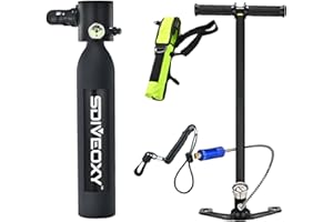 Dmuzsoih 0.5L -ni Diving Cylinder - Scuba Diving Gear Tank, Scuba Cylinder Diving Tank Kit, Underwater Breath Tank, Scuba Diving Kit Cylinder, Handheld Diving Tank, 3000Psi Oxygen Bottle Hand Pump