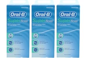 KRISP 3 x Super Waxed Dental Floss 50 Strands Braces Bridge Wide Space Oral Teeth