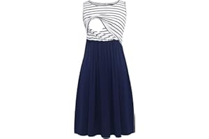 Smallshow Mujer Vestido de Lactancia de Maternidad, en Capas, con Bolsillos