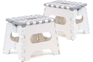 The Secret Home - Pack de 2 Taburetes Plegables Multiusos - Escalera Antideslizante de PVC - Altillo para Cocina, Baño o Dormitorio (Blanco, 21x17x18)