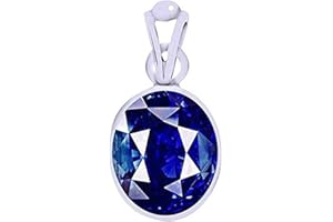 Ramneek Jewels Divya Shakti 5.25-5.50 Carats Blue Sapphire Pendant/Locket (Nilam/Neelam Stone Silver Pendant) 100% Original AAA Quality Gemstone