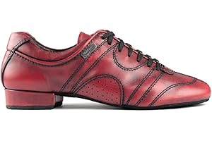 Portdance Herren Chaussures de Danse/Dance Sneakers PD Casual - Cuir Bordeaux - Semelle en Daim - Made in Portugal