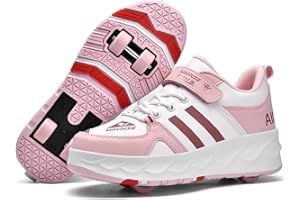 WOWEI Chaussures de Skateboard Fille Garçon Patins à roulettes Chaussures à roulettes Enfants Filles Patins de Skate à roulettes Sneakers Baskets 2 en 1 Chaussures de Sport avec Roues