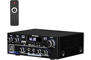 AWKAQUN Stereo Audio Amplifier 2 Channel, 1000W Bluetooth 5.3 Amp TPA3116 Chip, Hifi Amplifier for Two 50W x2 Speakers of About 8 Inches, USB/FM/MIC, for TV, for home or your Car (AK55)