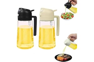 Sprifityy 2 Piezas 2 en 1 Pulverizador Aceite,500ml Aceitera Antigoteo,Spray Aceite Cocina para Freidora Aire,dispensador de aceite de oliva con boquilla premium,para cocinar, asar,hornear (negro)