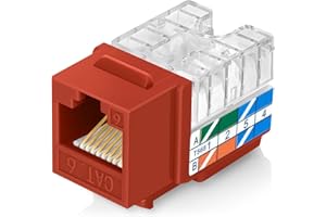 Everest Media Solutions 90° Angled CAT6/5e Keystone Jack in Orange - Slim Profile RJ45 Ethernet Connector - Compatible with 90° Angled Speed Termination Tool - easyJACK (B094WB91H3) - 50-Pack