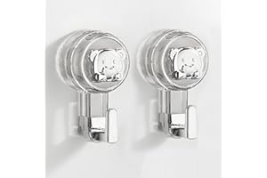 ATEWEITA Ganci per Asciugamani Senza Fori, Ventose Extra Resistente (62mm) Riutilizzabili per Bagno, Cucina, Campeggio & Auto – Ideale Decorazioni Natalizie (Silver+Clear, 11.2 * 6.2 * 4.3cm*2)