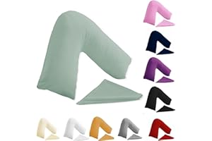 Buzzbuy Funda de almohada en forma de V, 100% polialgodón, soporte ortopédico para espalda y cuello, para embarazo/lactancia, solo funda de almohada (huevo de pato)