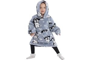 NUANHOM Wearable Blanket Hoodie for Kids Toddlers Super Warm Cozy Oversized Hooded Blanket Sweatshirt with Pocket for Little Girls Boys